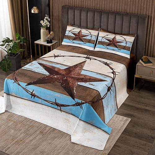 Vista 9 de Juego de colcha de vaquero occidental para niños, tamaño Queen, diseño geométrico de cactus, flechas de cactus, decoración de habitación de niños