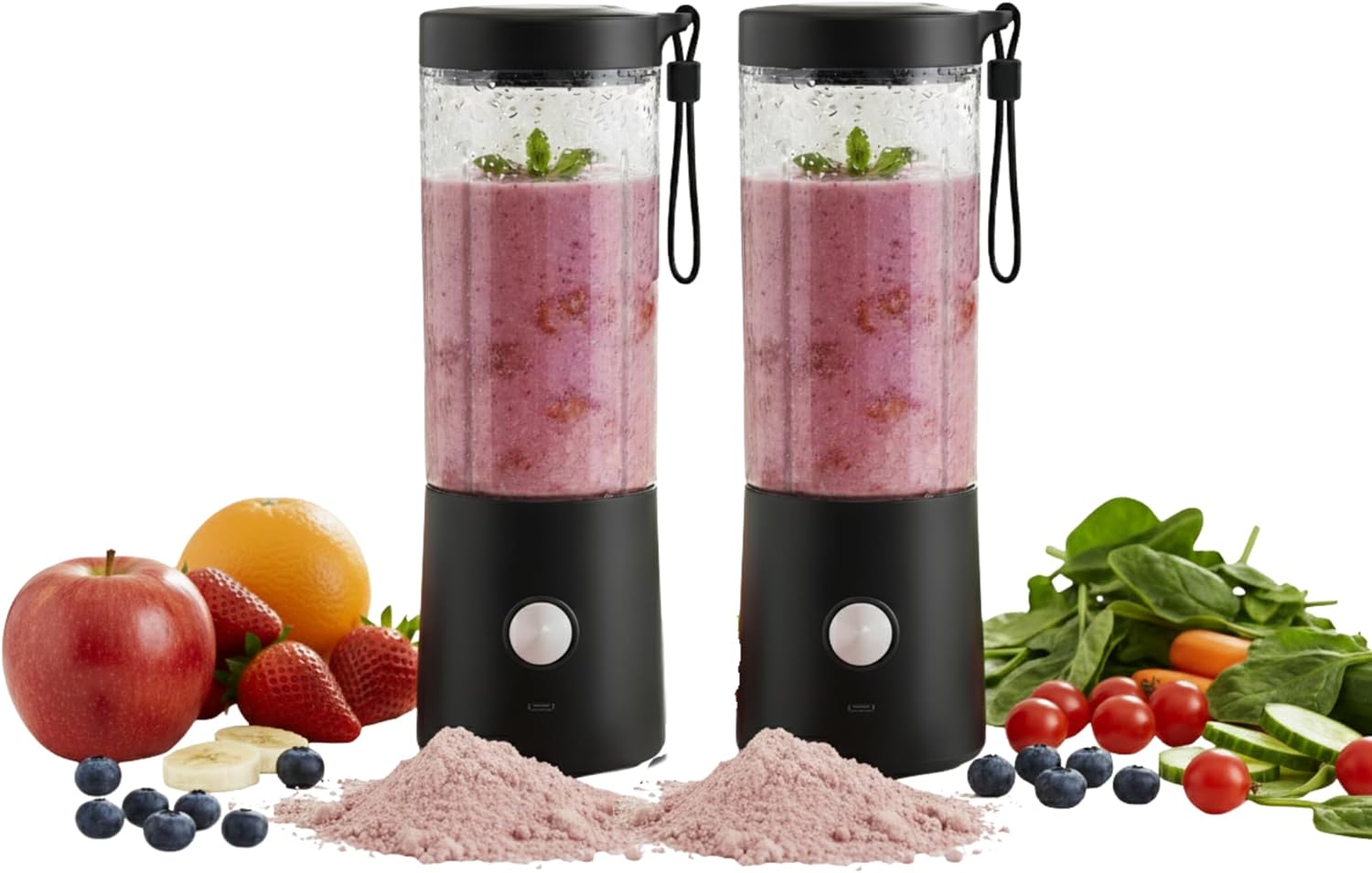 Portable Blender for Smoothies & Shakes - 16oz Cordless Mini Blender, USB-C Rechargeable & Self-Cleaning, and Stainless Steel Blade - Black (2)
