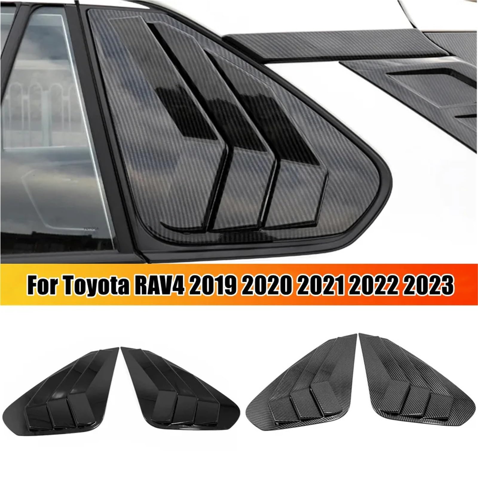 Dekoracja boczna błotników Pasuje do Toyota RAV4 2019-2023 Osłona żaluzji tylnej szyby Osłona bocznego otworu wentylacyjnego(Carbon Look)