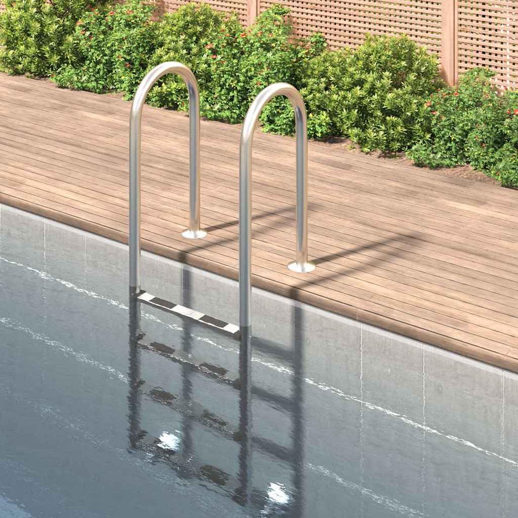Échelle de piscine en acier inoxydable 304 pour piscines encastrées, 4 marches avec surface antidérapante, 54 x 38 x 184,5 cm, pour une entrée et une sortie sûres
