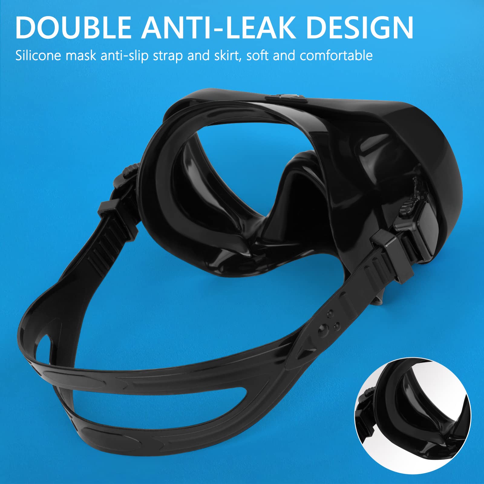 Gafas de natación, gafas de buceo antivaho con cubierta para la nariz, máscara de buceo de silicona antifugas para adultos, máscara de natación de vidrio templado HD de 180 grados para esnórquel con