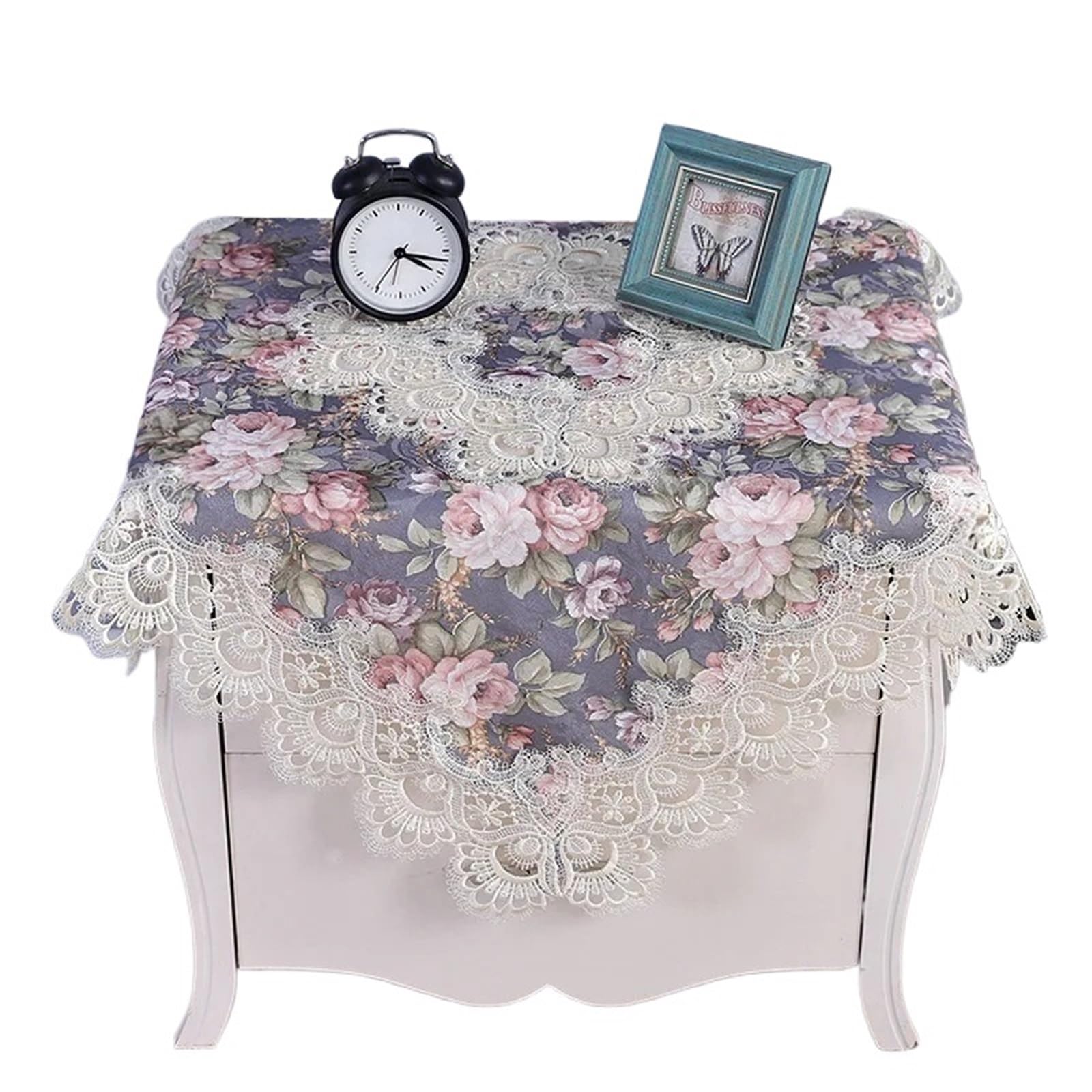 ZNTIHZ Lace Border Tablecloth Simple Square Bedside Table CoverWall Cabinet Cover Cloth For Furniture Protection For Furniture Dresser(85x85cm)