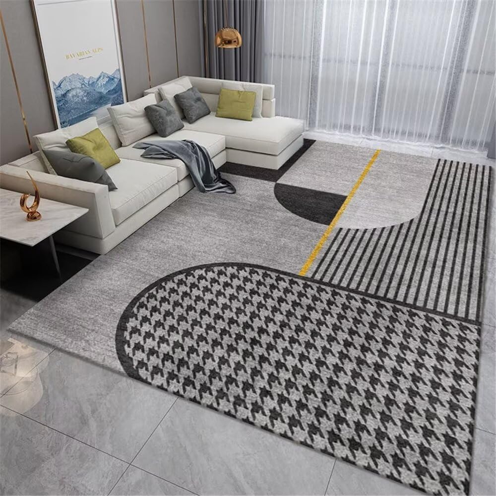 Tapis moderne noir et gris pour salon familial et couloir de grand passage
