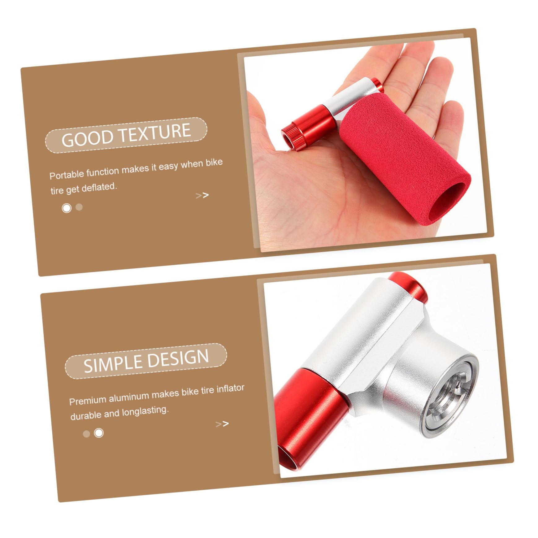 Sosoport CO2-Aufblasvorrichtung Bike Tool fahrradpumpe Bike Gadgets Fahrradventil Radfahren Inflator mit französischem Mund Reifenfüller Mini- Reifen füller rot