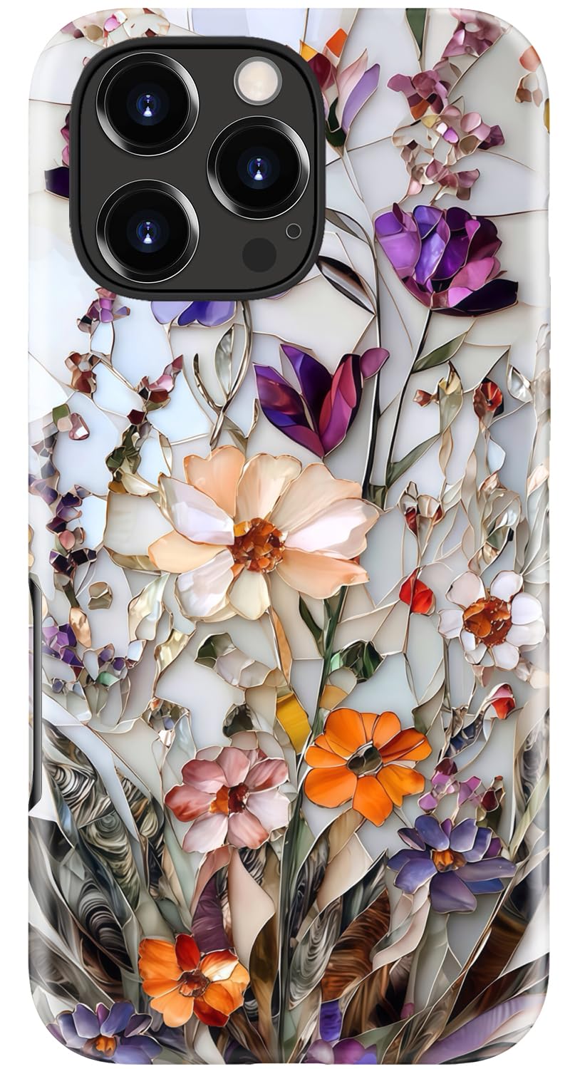 Goodon for iPhone 17 Pro Max Case Cute, Preppy Floral Design,Slim Silicone Protective Hard Cover, Wireless Charging Compatible Aesthetic Glossy Y2K Phone Cases for Women Girls, Marbled Floral Veins — view 64