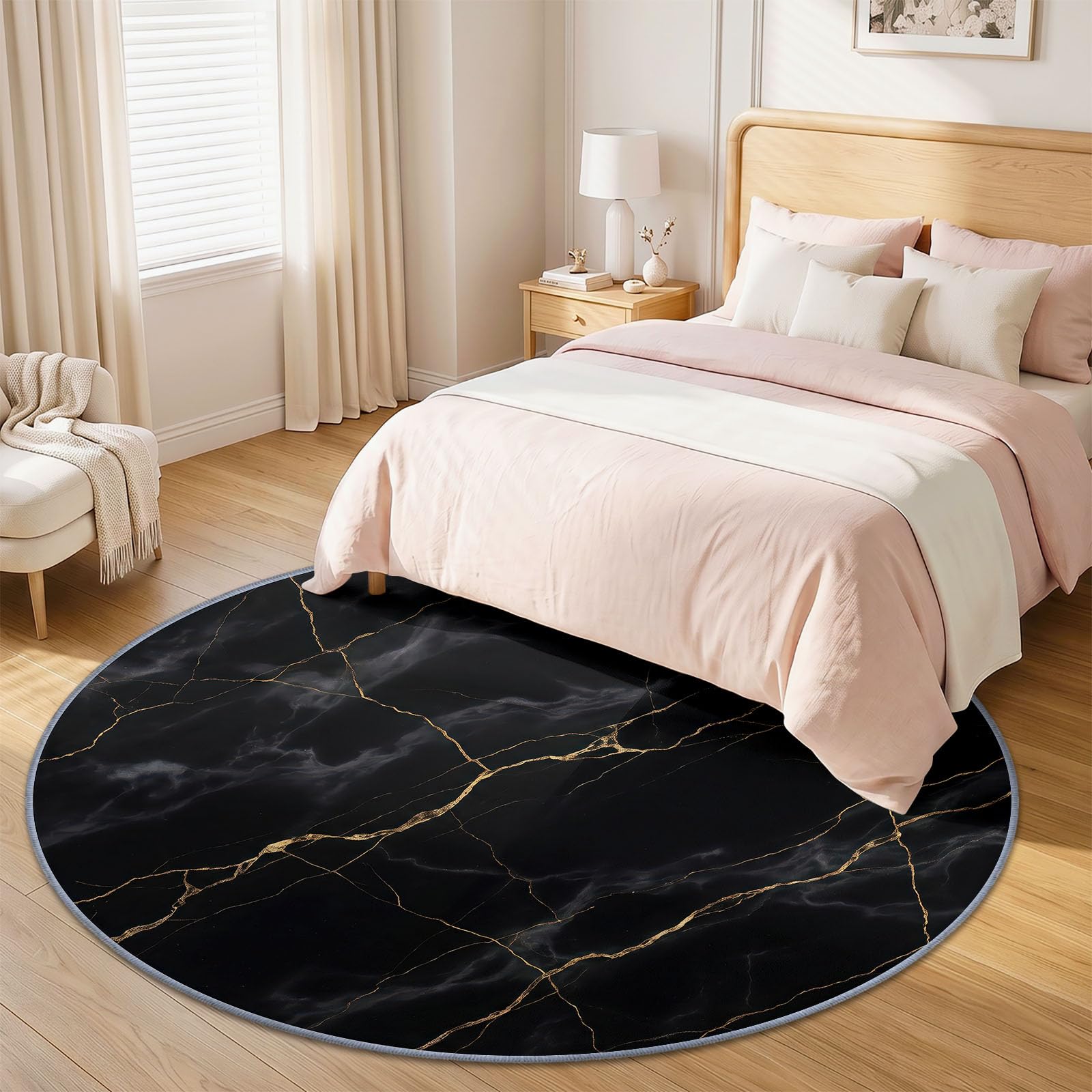 Marble Cracks - Tappeto lavabile, 100 cm, colore: nero