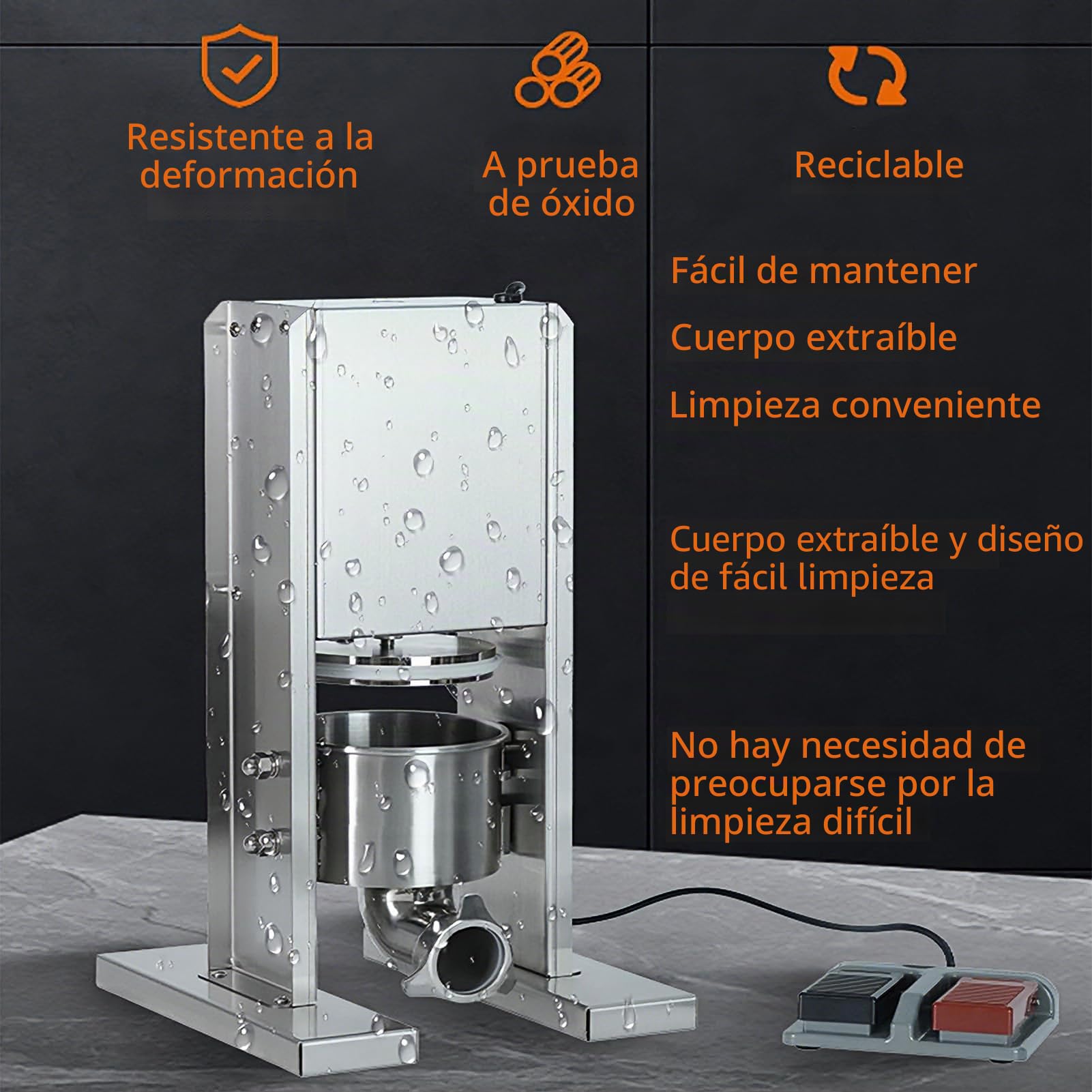 Maquina De Embutir Chorizos, Embutidora De Chorizos De Acero Inoxidable, Vertical Embutidora Electrica, Con 3 Tubos De Relleno, Capacidad De 2 L, Para Restaurante Hogar Cocina
