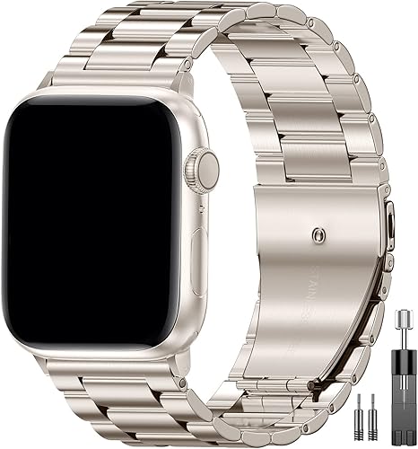 Miniatura 16 de EPULY Banda de Metal Compatible con Correas de Apple Watch para Hombres 49mm 46mm 45mm 44mm 42mm 41mm 40mm 38mm, Correa de Acero Inoxidable de Negro