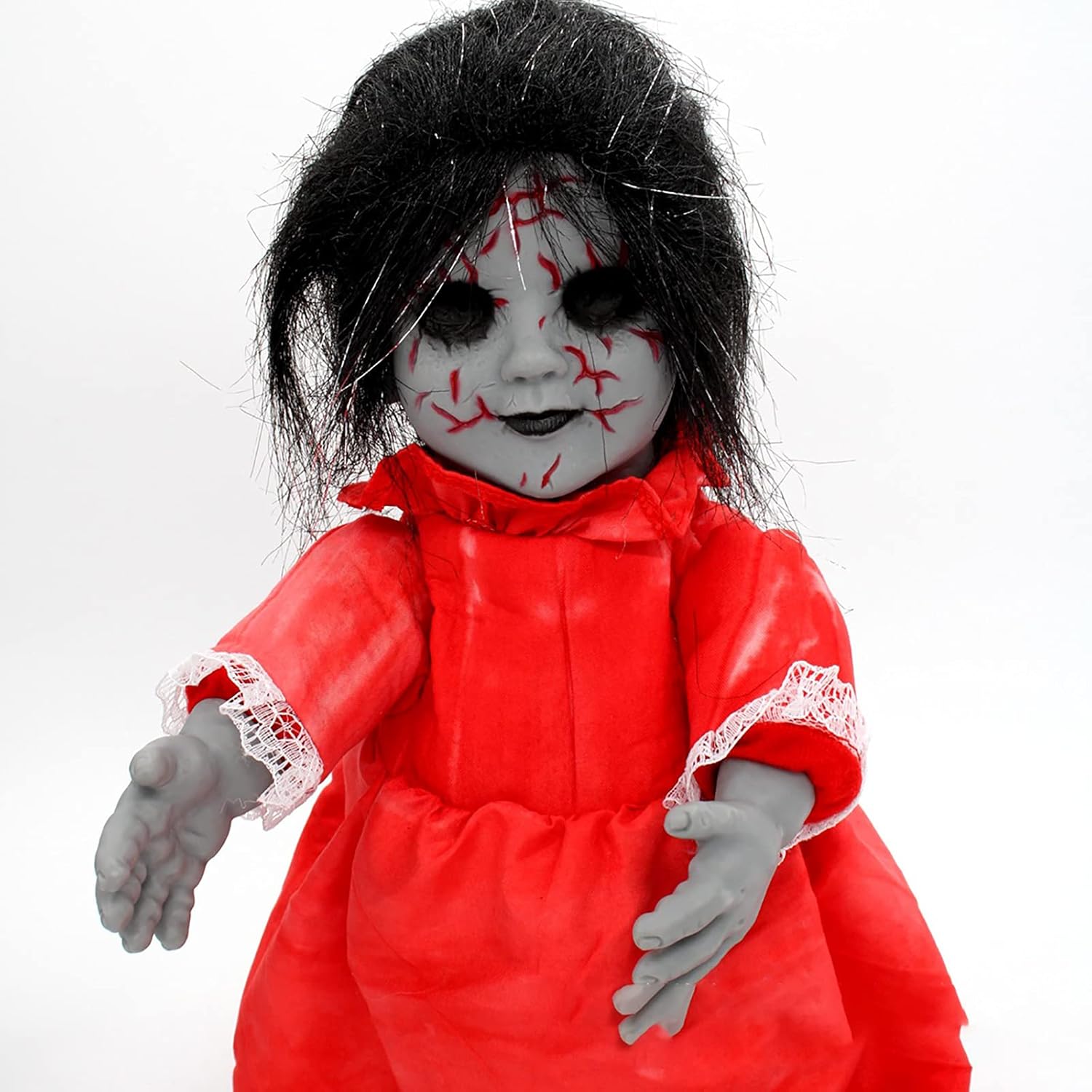 Amazon Co Jp ハロウィーンダンスゴースト人形 34cmハロウィーンホラー人形ゾンビ怖い幽霊の赤ちゃん人形 ハロウィーンデコ言語ライトと効果音でホラー人形 D おもちゃ