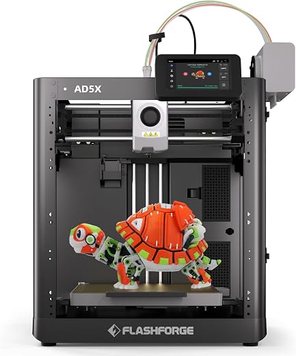Flashforge AD5X 3D Printer, 600mm/s High-Speed and Multi-Color 3D Printer with 300˚C Nozzle, Auto Leveling and PEI Flexibl...