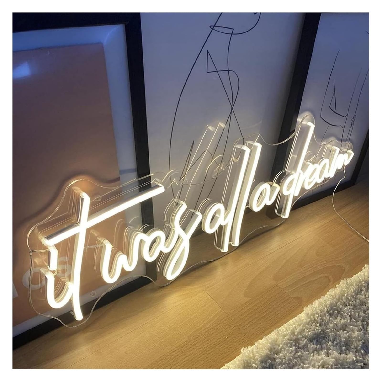 Insegna al neon "It Was All A" per la decorazione murale della sala delle feste in casa