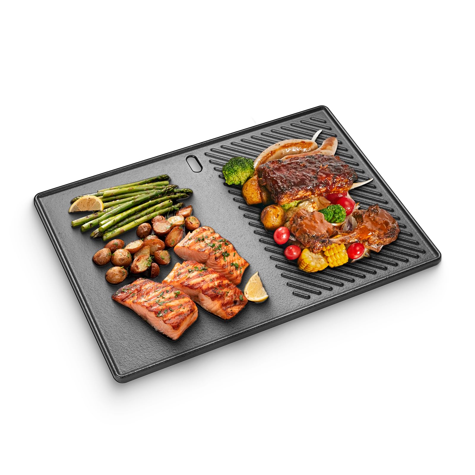 Plaque de cuisson en fonte 43,5 x 32 cm - Pièce de rechange pour barbecue à gaz Landmann Triton 3 et 4 brûleurs, Enders Broil King Baron/Monroe PRO 4, Enders Boston 6 - Poêle à gril pour Landmann