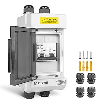 Solar Panels Disconnect Switch 80A 1000VDC PV Shut Off Switch Outdoor 1 in 1 Out Circuit Breaker Box IP66 Waterproof UV-Proof