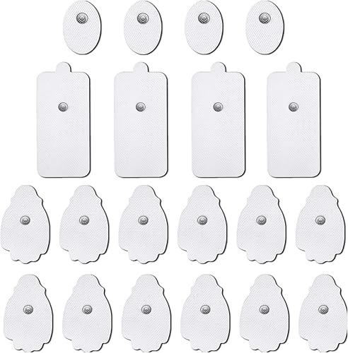 Tens Unit - Almohadillas de repuesto a presión, almohadillas de electrodos autoadhesivas reutilizables para 30-50 veces por electrodos (con soporte
