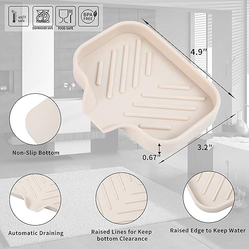 Miniatura 2 de MicoYang Jaboneras de baño de silicona con boquilla de drenaje, organizador de fregadero de baño y cocina, soporte para esponja, bandeja de jabón