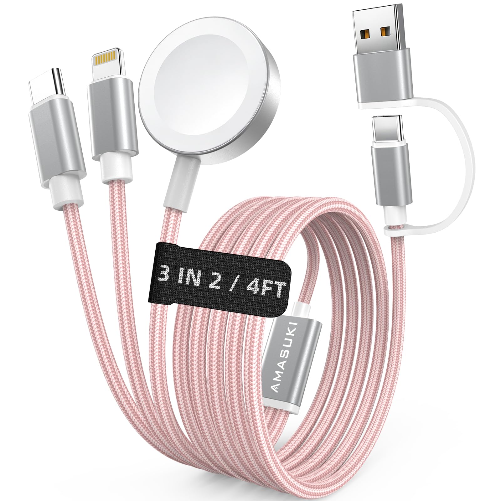Photo 1 of Amasuki 3-in-2 Multi Charging Cable - Pink