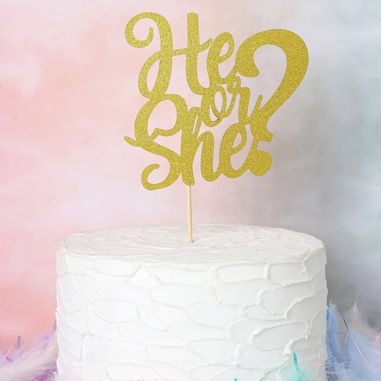 Décoration De Gâteau « He Or She » - En Acrylique Doré - Pour