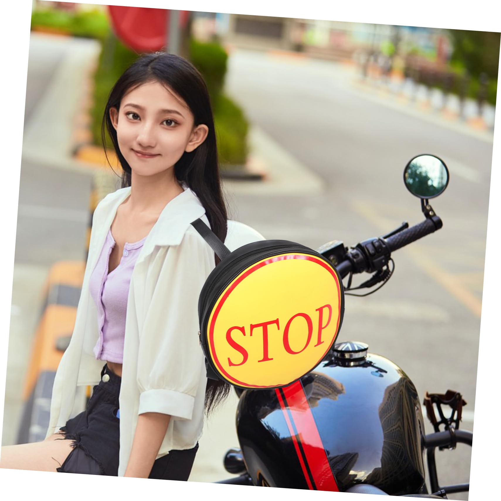 Zaino da Moto in Pu Tracolla Ergonomica, Design Stampato Unico, per Viaggi in Spostamenti Quotidiani