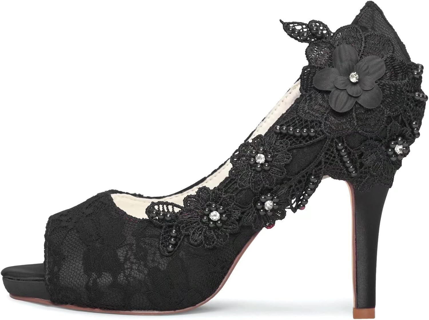 Emily Bridal Bridal Shoes Lace Wedding Shoes Lace Peep Toe High Heel Bridal Shoes - Image 2