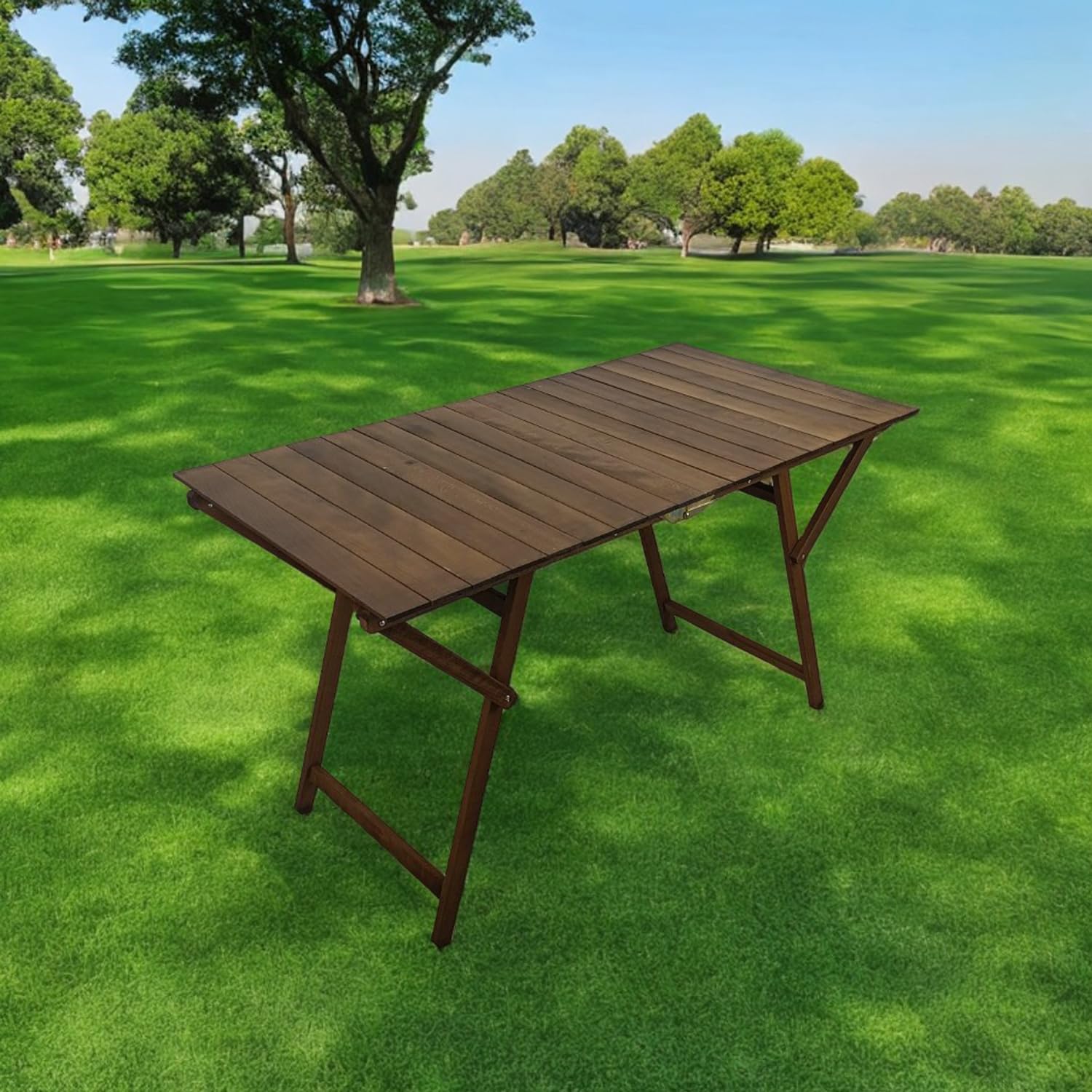 Marvin Tavolo in Legno Pieghevole, Noce 70x140cm, Salvaspazio, Richiudibile, per Casa Campeggio, Portatile, Interno e Esterno (Noce)