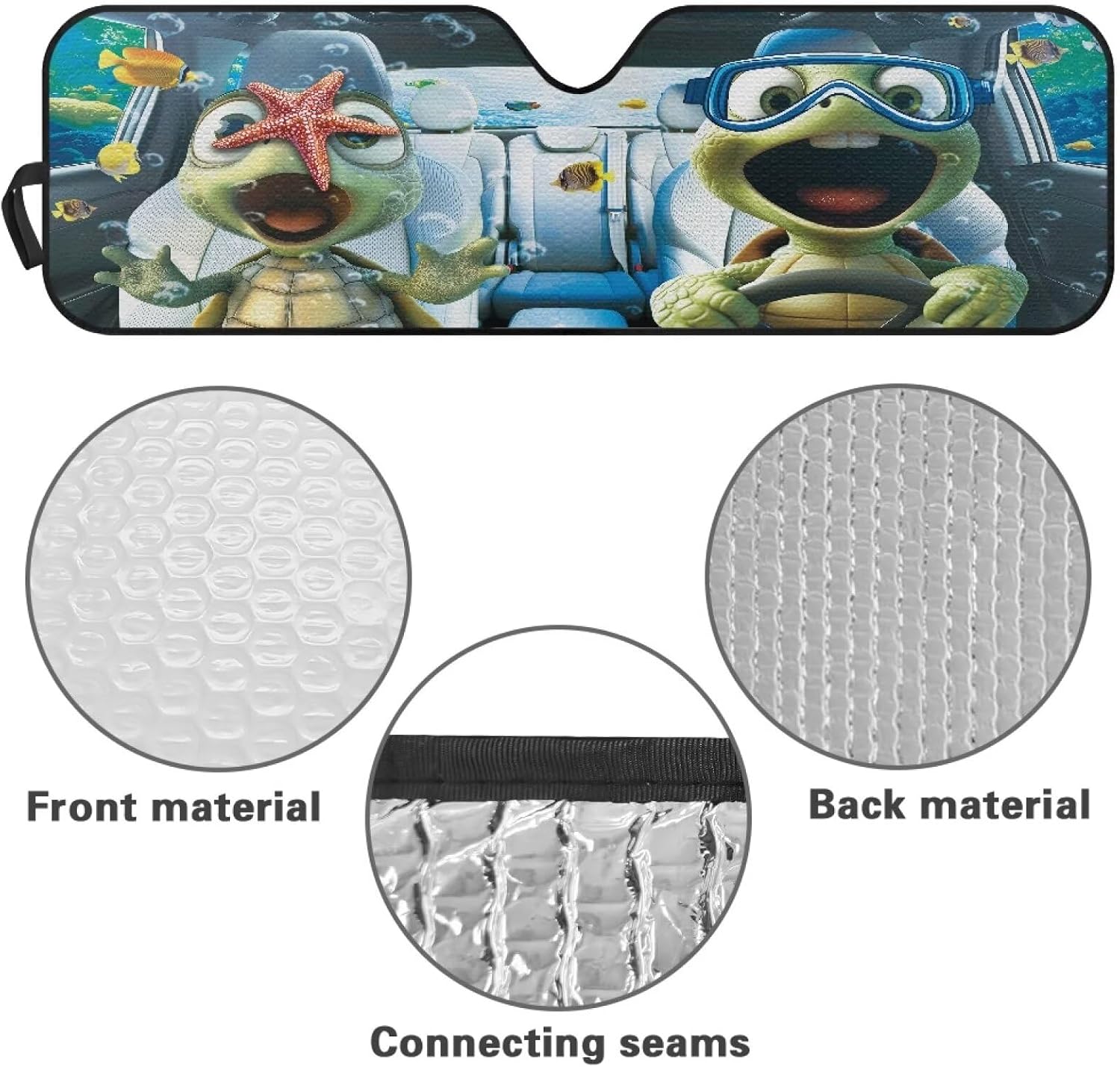 Tuoxiukan Sea Turtle Car Sun Shade Windshield Foldable for Jeep Wrangler TJ JK JKU Sport Sahara Rubicon 2 Door & 4 Door Sun Visor for Windshield Car Interior Accessories
