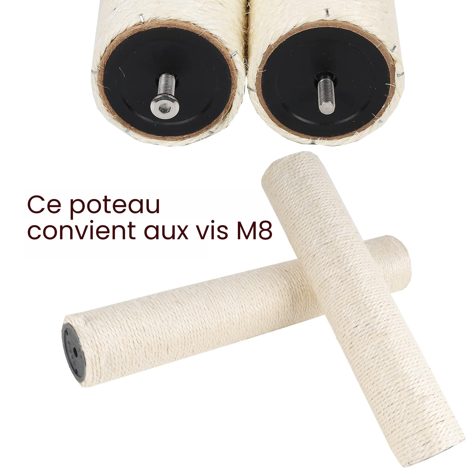 Dimaka Poteau de rechange pour arbre à chat pour chats, carton et sisal naturel (beige, 2 troncs, 34 cm)