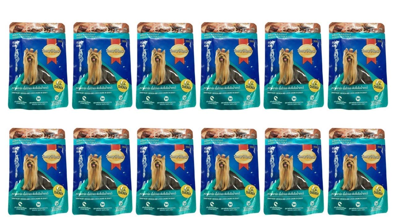 Smart Heart Adult Dog Wet Chicken and Liver Chunk in Gravy Food, 80 g (Pack of 12) (B07JQCTF1M) Amazon Price History, Amazon Price Tracker