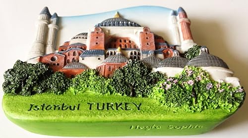 Miniatura 2 de Tiny Hagia Sophia Área histórica de Estambul, Turquía Türkiye Asia occidental Atracciones turísticas Resina Refrigerador Imán Viajero Recuerdo