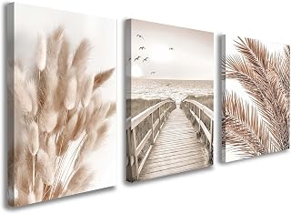 Galmcook Leinwand Bilder mit Rahmen 3er Set – Wandbild 30x40 cm, Natur & Boho Kunstdruck auf Leinwand, Wandbilder Modern für Wohnzimmer, Schlafzimmer oder Flur, mit Haken und ohne Spuren Nägeln
