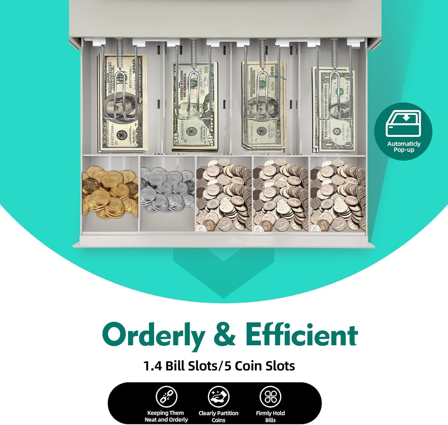 Caja Registradora Electrónica De 48 Teclas para Pequeños Negocios, Sistema Tpv con Pantalla Led, Caja Registradora Multifuncional para Cafeterías, Panaderías, Librerías, Fácil De Usar.