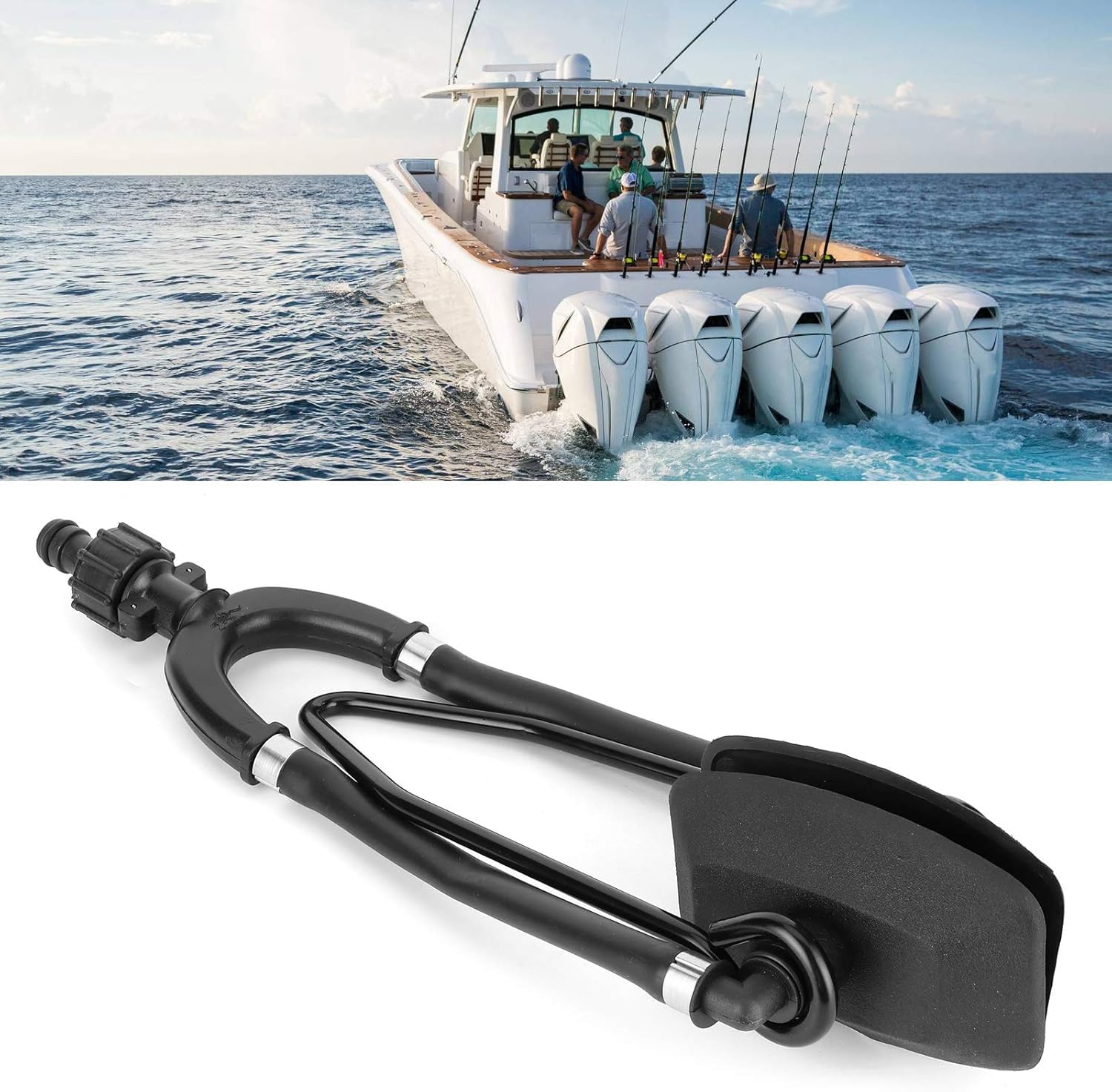 Rinceur D'eau de Moteur Hors-bord Aramox, Chasse D'eau de Moteur à Double Alimentation Grands Cache-oreilles Rectangulaires Connexion Rapide Pièces de Moteur de Bateau Marin
