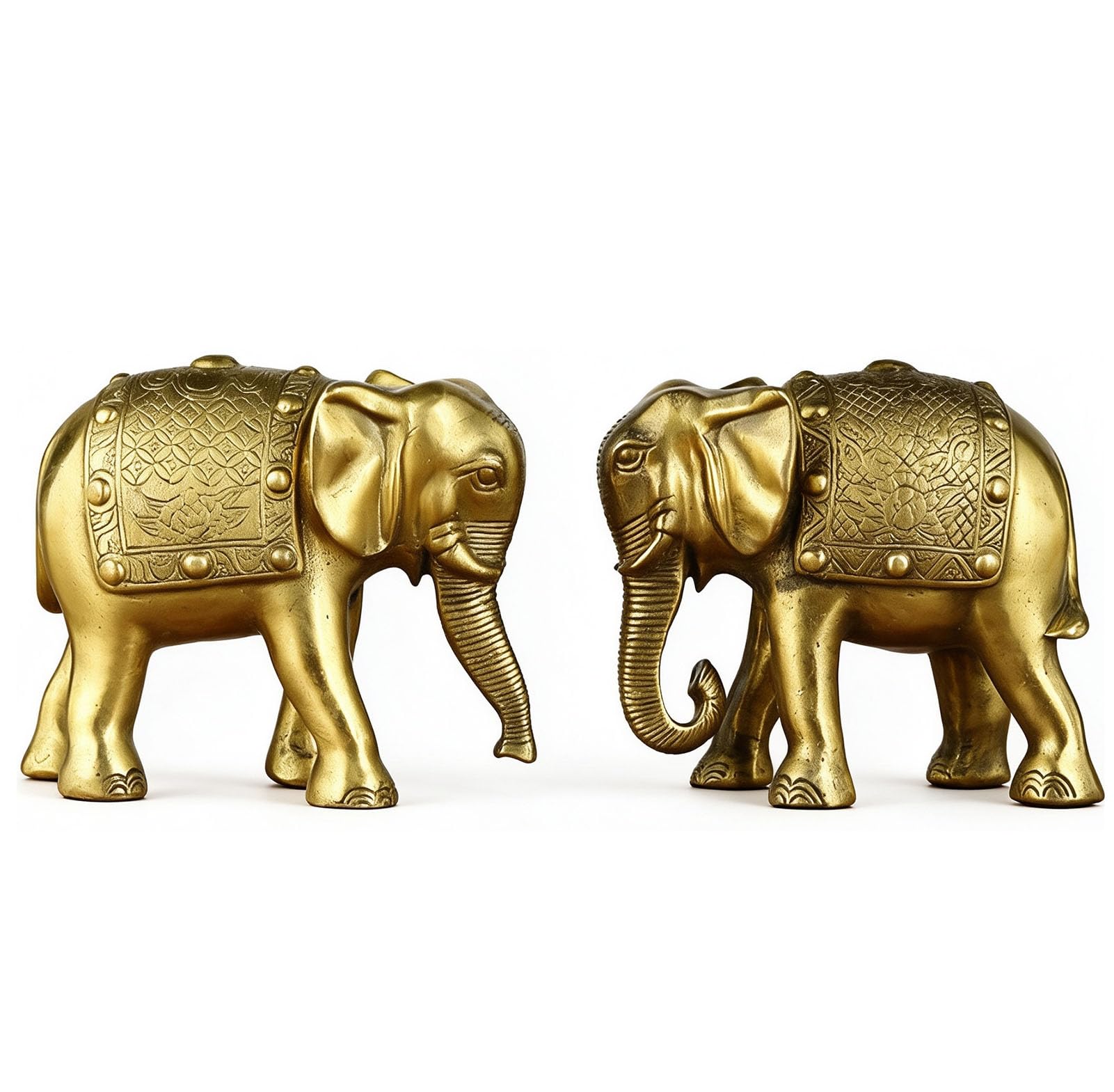 Szczęśliwy słoń Para posągów, wyjątkowa figurka Feng Shui Home Decor | Dekoracja słonia, ozdoba do salonu, półka na stół i dodatki biurowe, mosiądz do przyciągania bogactwa