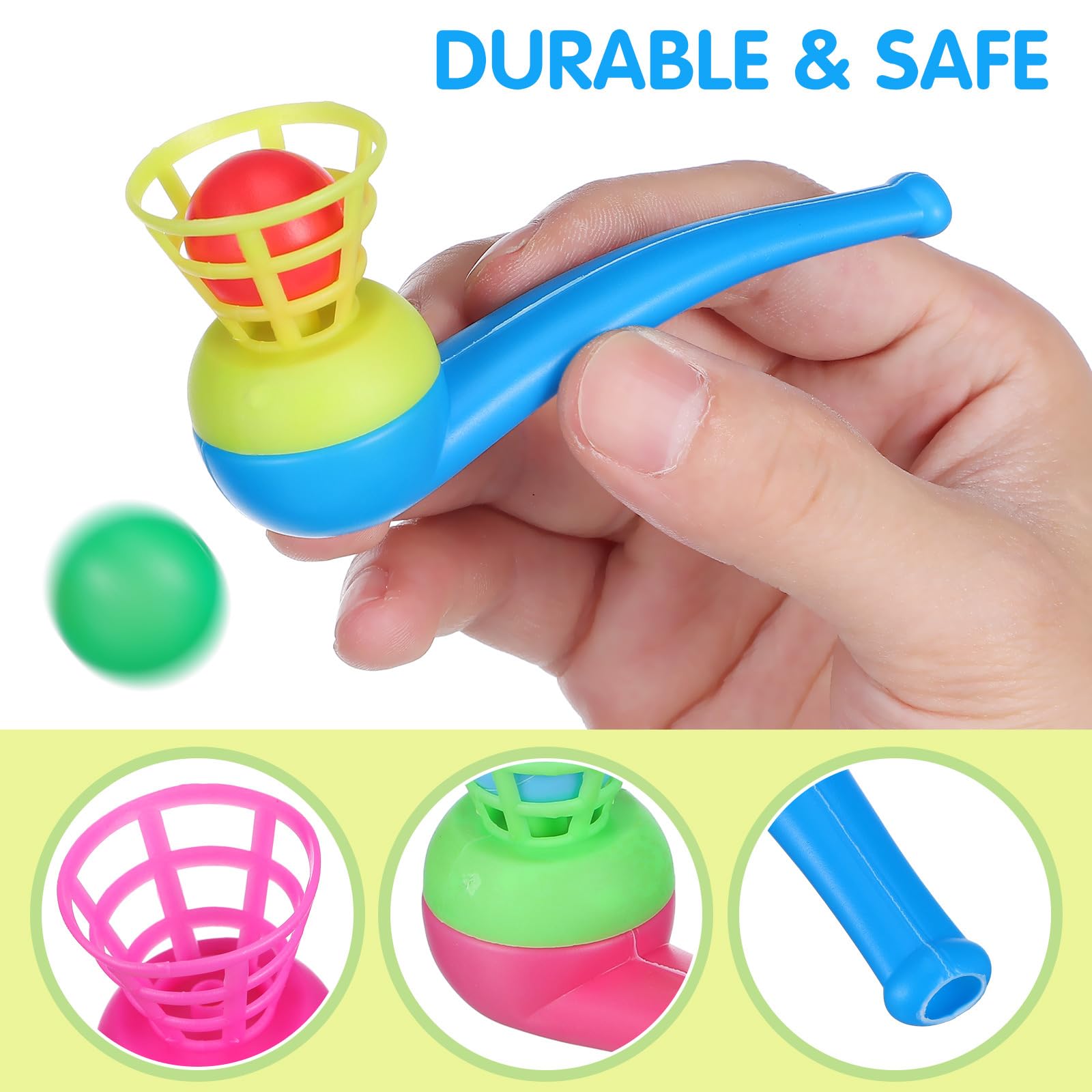 Toyvian Lot de 20 balles de soufflage - Sifflet d'entraînement respiratoire - Balle flottante - Jouet pour enfants - Pour anniversaire, fête, faveurs - Couleur aléatoire