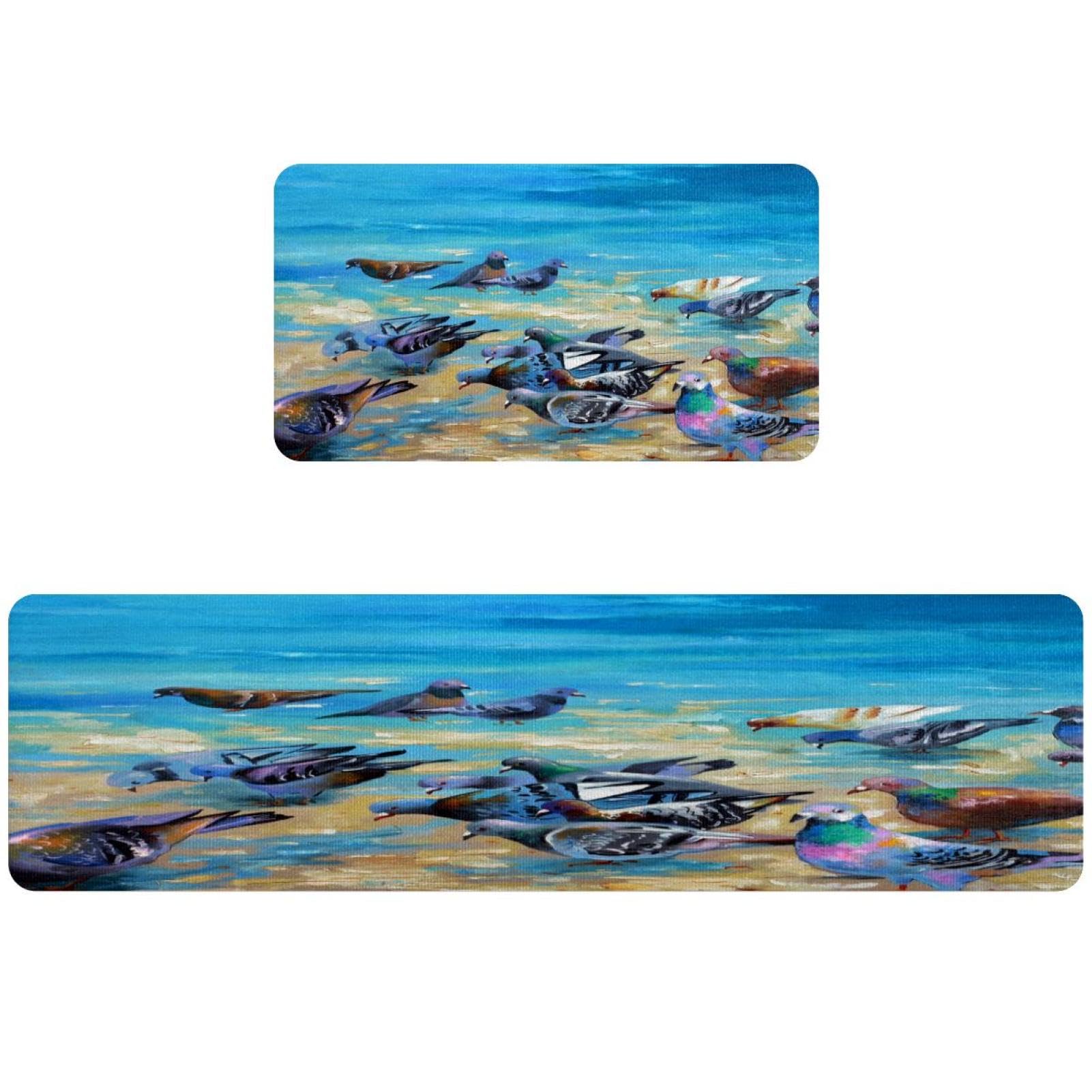 Alfombra absorbente para cocina y cuarto de lavado con estampado playero relajante