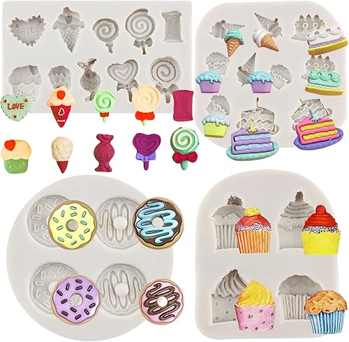 MINFEIDMS Moldes de silicona para conos de helado, molde para fondant, molde de piruleta para decoración de tartas, decoración de cupcakes, pasta de