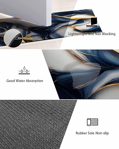 Miniatura 8 de Tapete de baño azul marino dorado para bañera, antideslizante, de secado rápido y absorbente, tierra de diatomeas, cocina, ducha, fregadero,