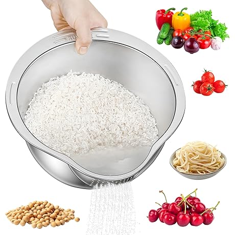 Rice Wash Strainer & Colander Quinoa Washing Bowl