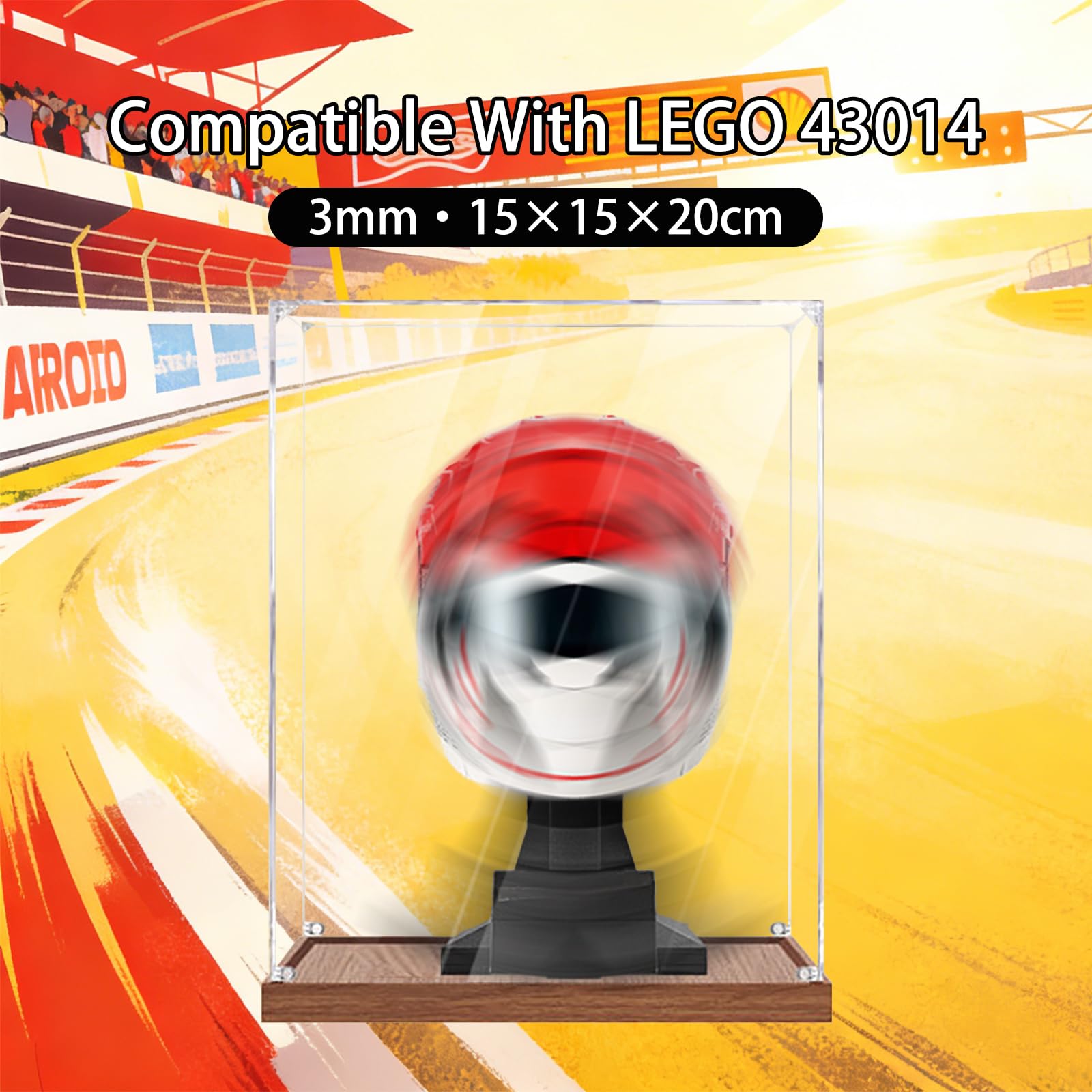 Vetrina in acrilico per Casco Charles Leclerc LEGO 43014 – Scatola in acrilico di terze parti, scatola protettiva spessa e resistente, antipolvere e resistente ai graffi, vetrina, contenitore
