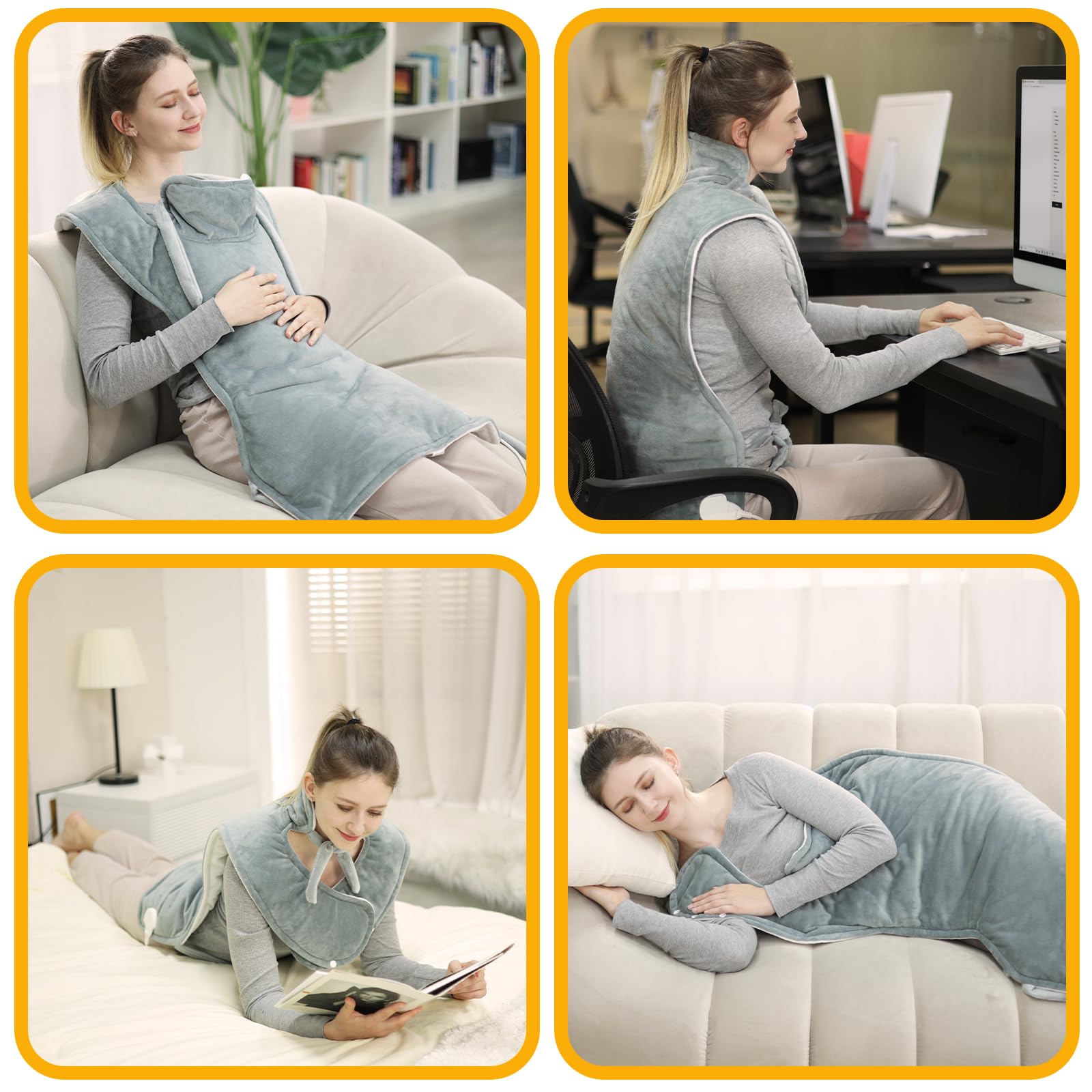 ITSHINY Termoforo Elettrico per Schiena, Termoforo Cervicale e Spalle con 6 Livelli di Riscaldamento, Timer di Spegnimento Automatico, Tensione Muscolare, Lavabile in Lavatrice, 60x108 cm