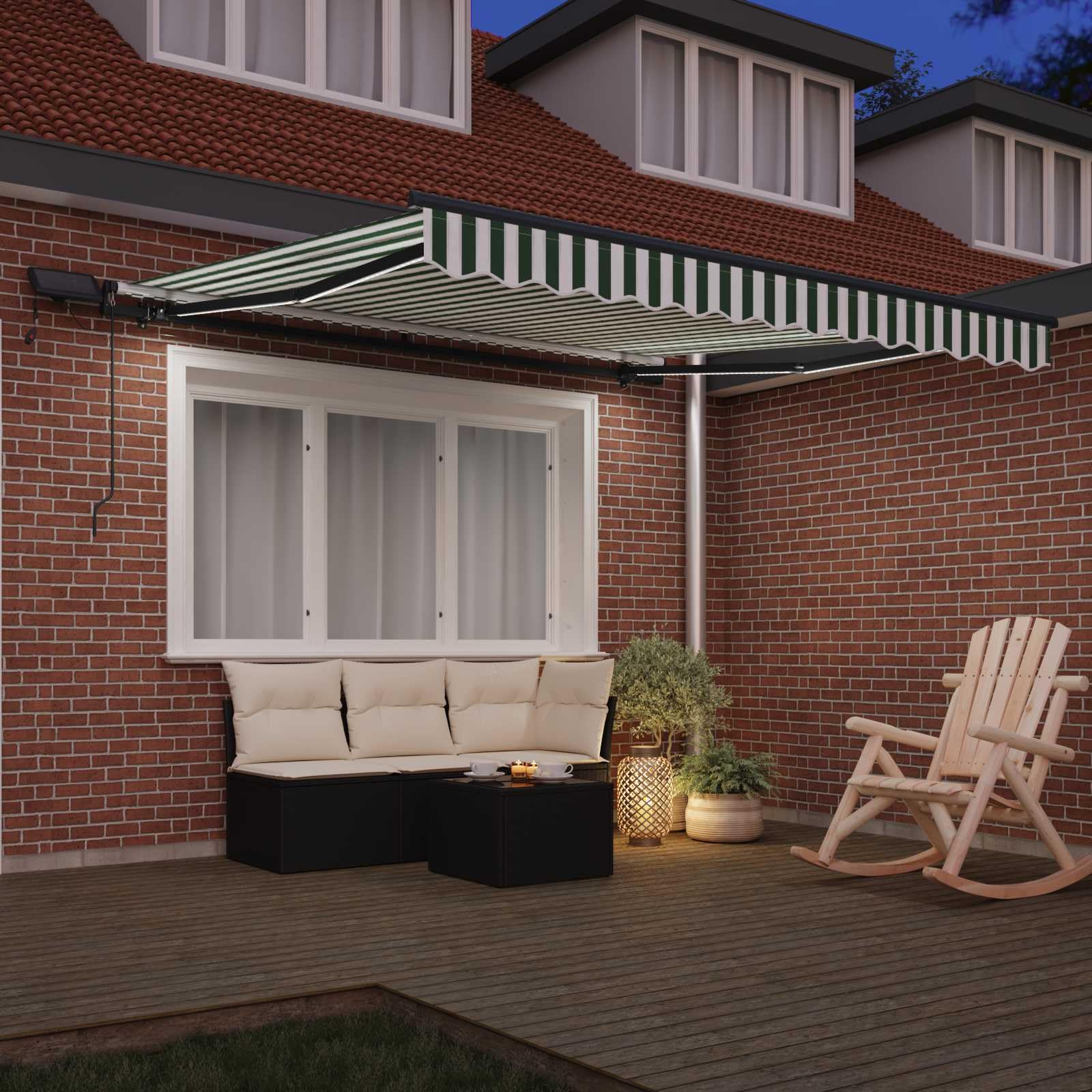 Markise mit Aluminiumgestell, Balkon/Terrasse, Grün-Weiß, 300 x 250 cm, 19.17kg