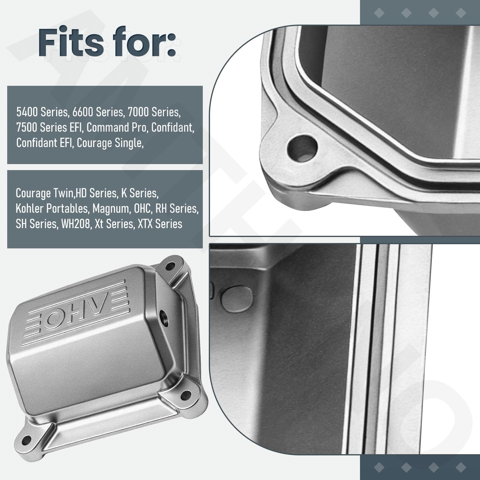 Kit de readaptación de cubierta de válvula de aleación de aluminio 32 755 49-S 32-755-49-S compatible con Kohler KT610 KT745 EKT740 EKT750 Zt710 ZT740 EZT715, para 5400 6600 7000 7500 Serie EFI