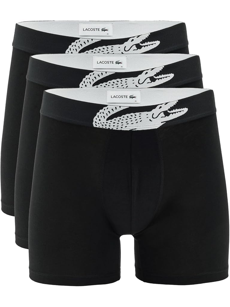 Black Lacoste 3-pack Crocodile Logo Boxer Briefs