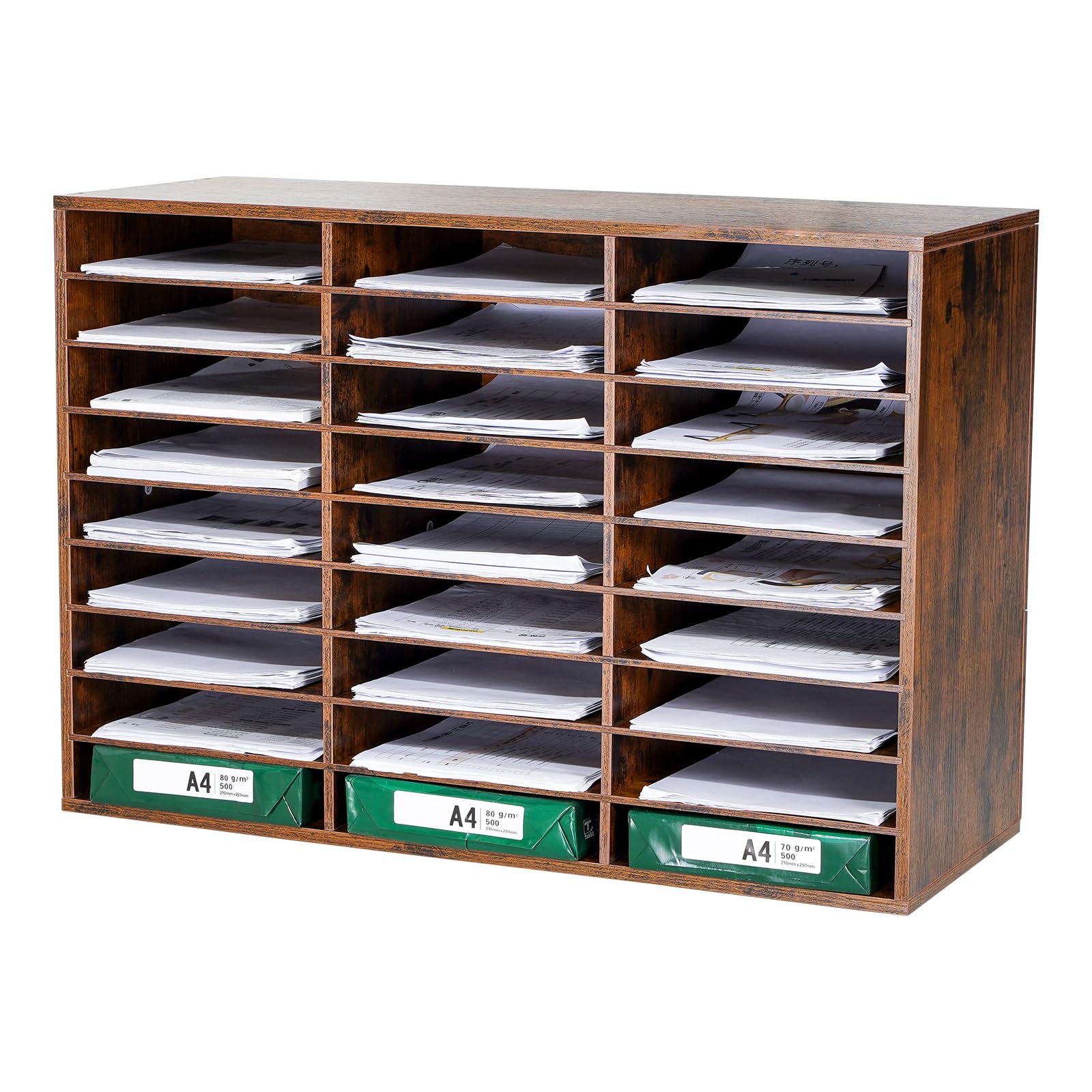 GUUSII HOME Porta Documenti Ufficio Scrivania Organizzatore Portadocumenti a4 Organizer Ufficio Portaoggetti Documenti Desk Organizer Vaschette Legno Cassettiera Con (marrone)