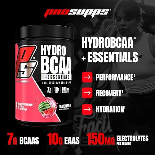 Miniatura 2 de ProSupps HydroBCAA BCAAEAA - Matriz de espectro completo, 0.25oz de BCAA, 0.11oz de EAAS, 0.00oz de azúcar, 0.00oz de carbohidratos (sandía, 30
