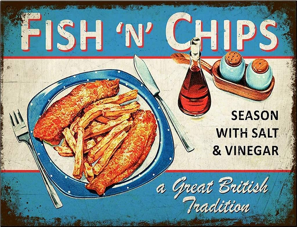 Fish n Chips Seaside Chip Shop Sea Promenade - Vintage