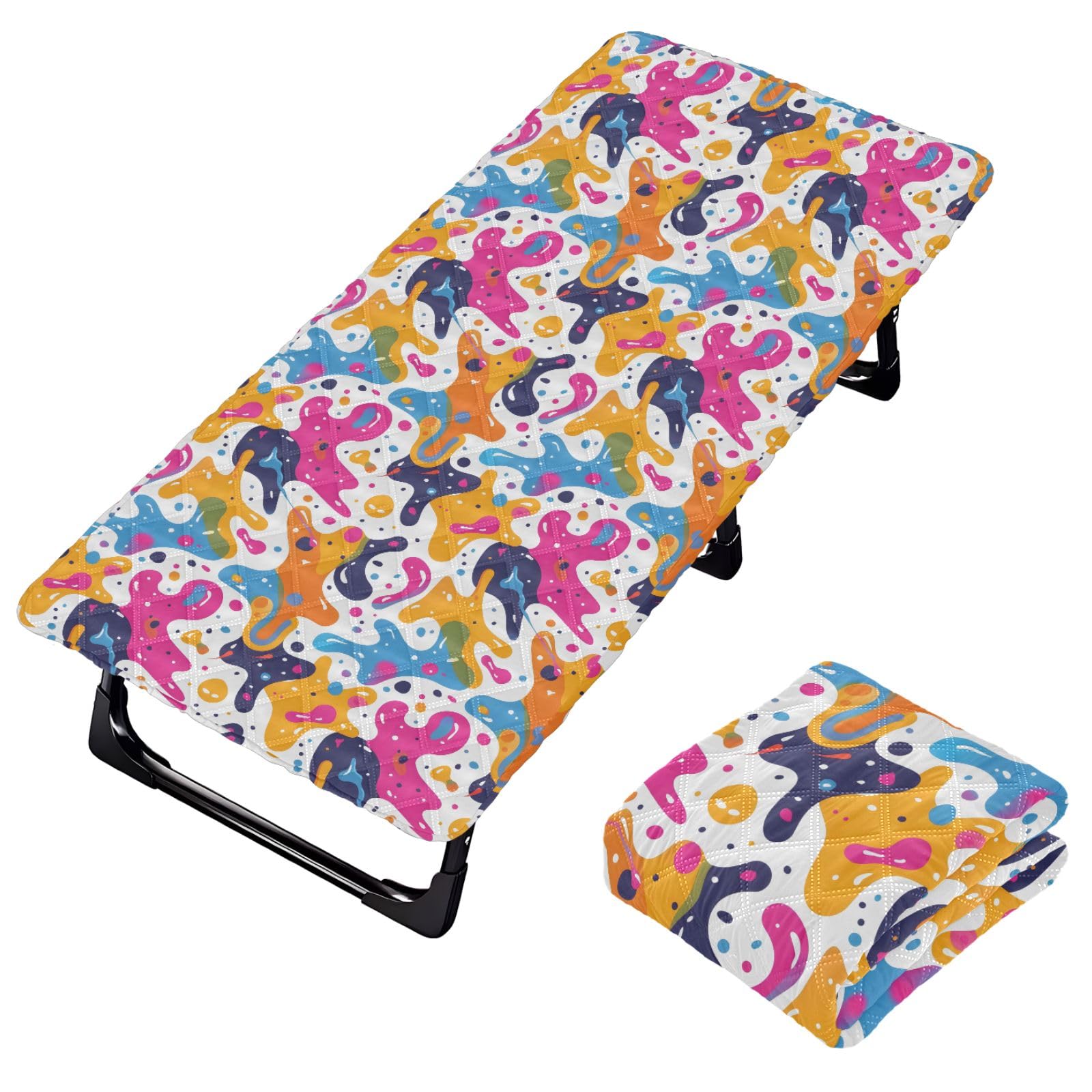 Portable Toddler Bed Sheet for Kids Funny Patterns with Colorful Blobs Travel Bed Fitted Sheet