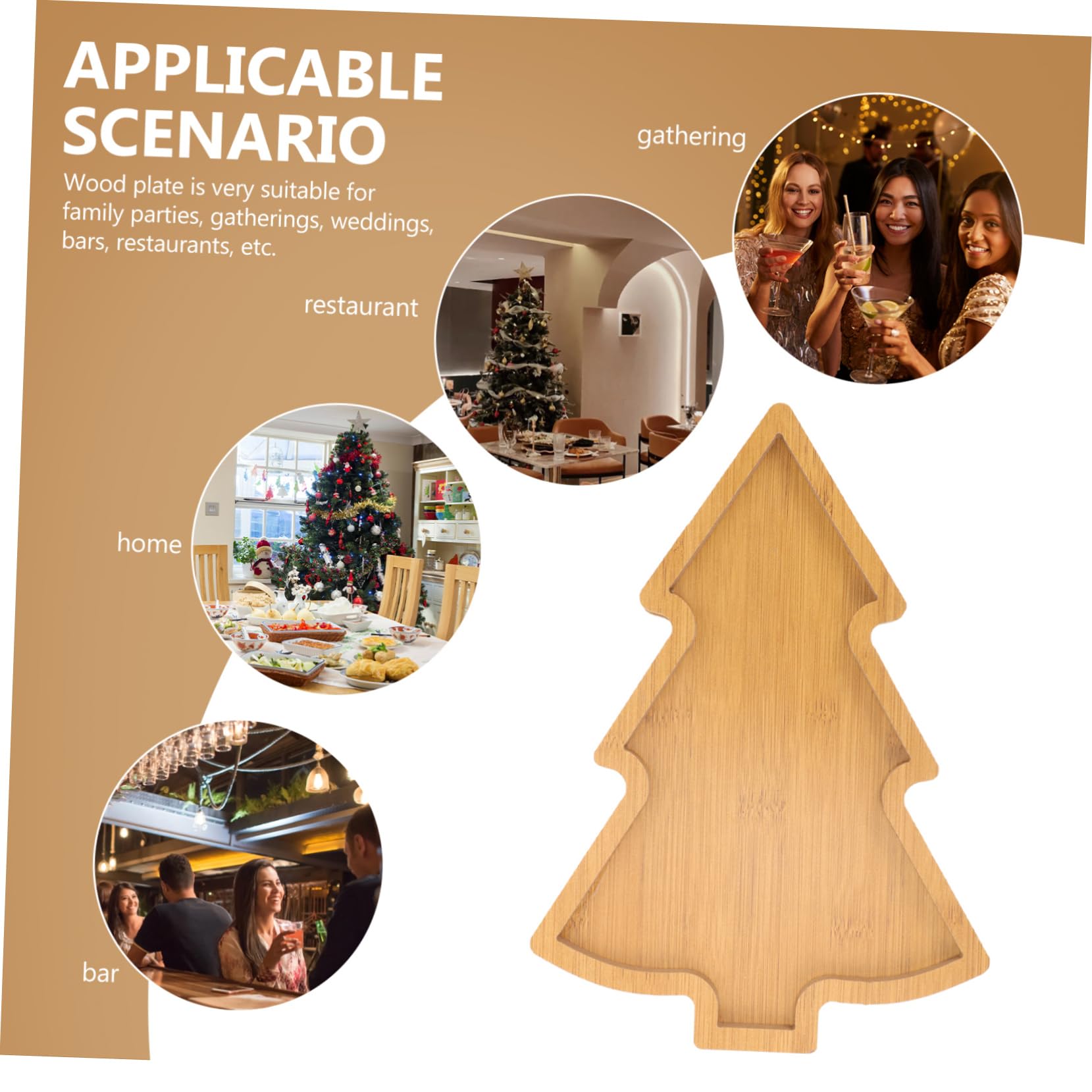 IMIKEYA Christmas Tree Tray Tree Shaped Plate Christmas Platter Charcuterie Sushi Christmas Tree Cheese Board Chistmas Tree Serving Tray Xmas Tree Shape Party Plates Christmas Tray Wooden - Image 3