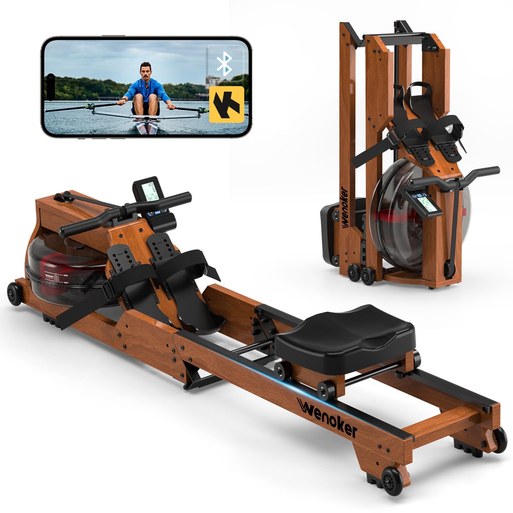 Wenoker Water Rowing Machine, Foldable & Space-Saving,Immersive Water Rower