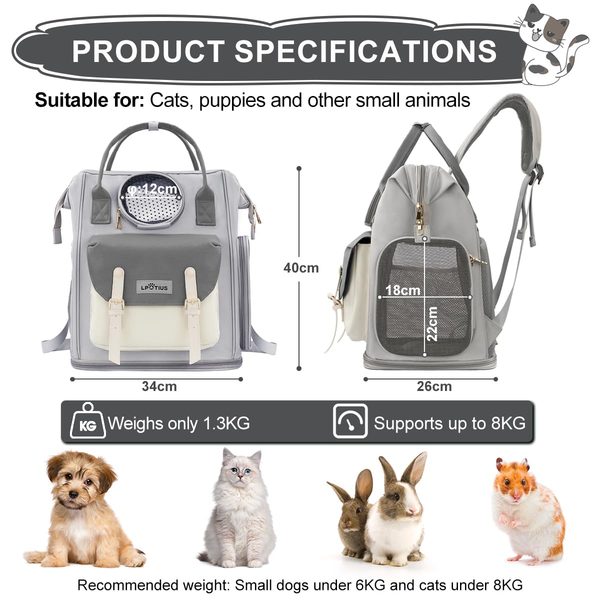 Pawaboo Zaino Per Cani Kommodum Zaino Gatto Trasporto Cane