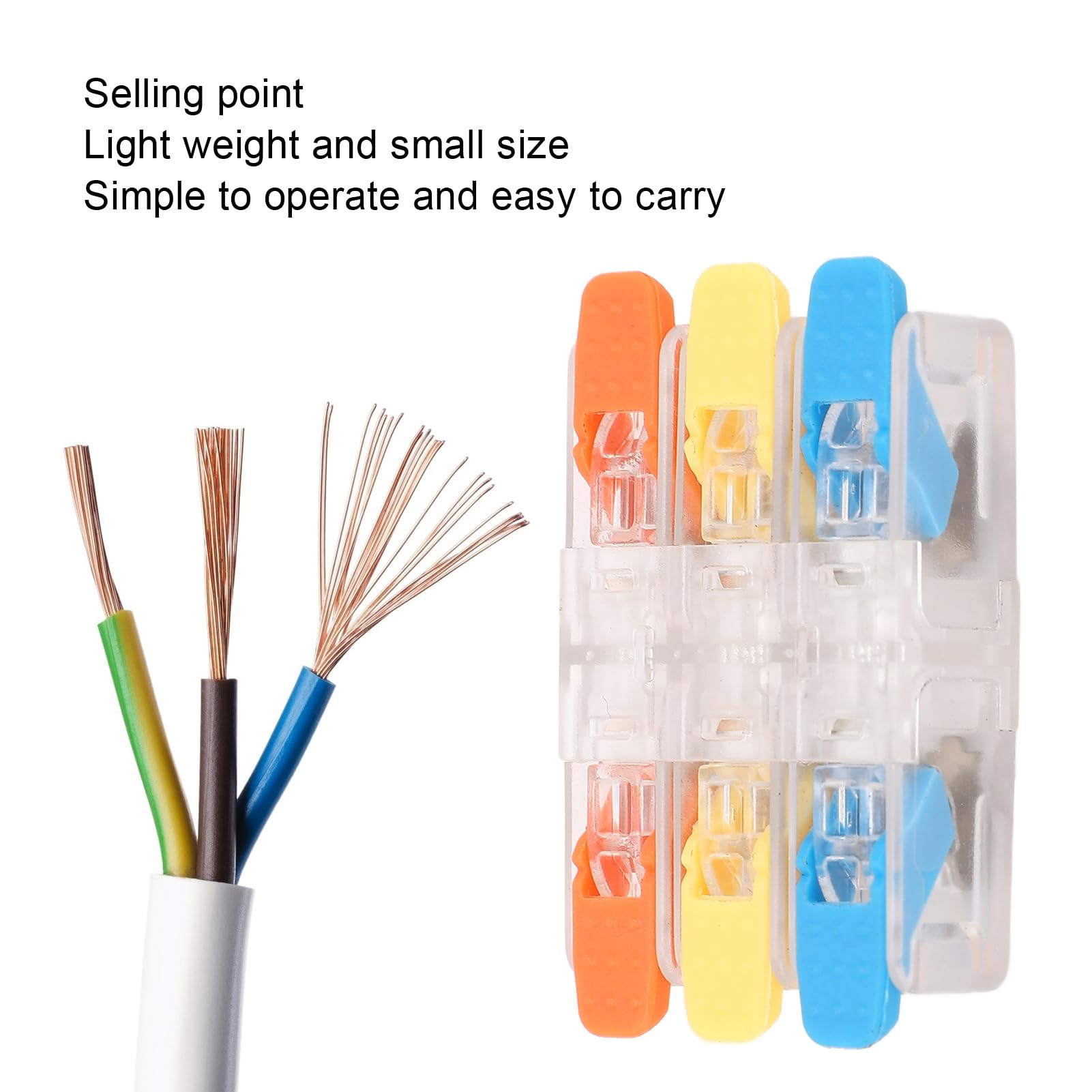 ANKROYU 10PCS H63W3 Lever Wire Connector, Red Copper Contact Inline Splicing Connector, Flame Retardant 3 in 3 out Splicing Wire Connector for Power Supplies